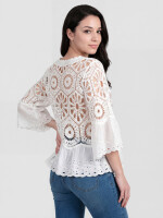 Boho Häkelspitze Jäckchen mit Volantsaum