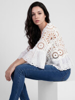 Boho Häkelspitze Jäckchen mit Volantsaum