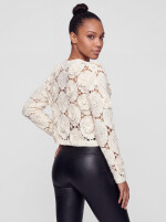 Kurze Häkeljacke mit Blütenapplikationen