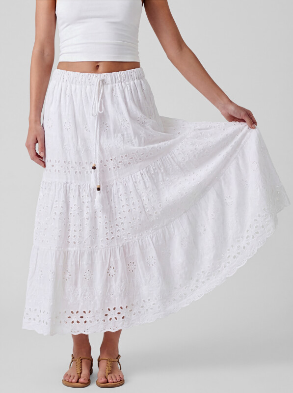 Boho-Maxirock mit floraler Lochstickerei