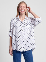 Oversized Musselin-Hemdbluse mit Punktmuster