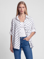 Oversized Musselin-Hemdbluse mit Punktmuster