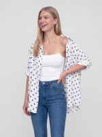 Oversized Musselin-Hemdbluse mit Punktmuster