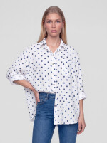 Oversized Musselin-Hemdbluse mit Punktmuster