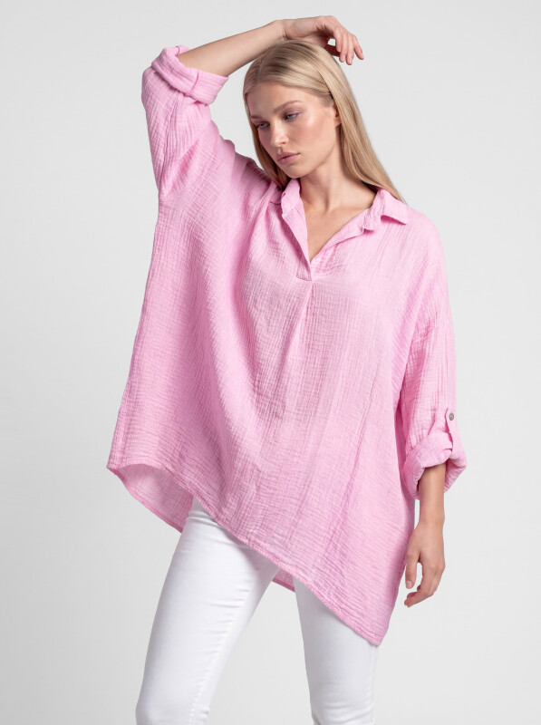 XXL-Oversized-Bluse mit glänzender Struktur