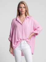 XXL-Oversized-Bluse mit glänzender Struktur