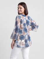 Chiffon-Kurztunika mit Blumenmuster
