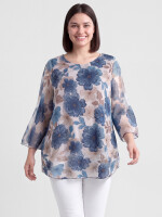Chiffon-Kurztunika mit Blumenmuster
