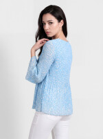 Plissee-Kurztunika mit Tupfen-Print