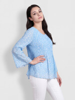 Plissee-Kurztunika mit Tupfen-Print