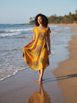Strandkleid im Ethno-Look mit asymmetrischem Saum