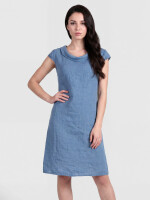 Sommerliches Leinenkleid mit Umschlagkragen kurzarm elegant