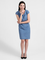 Sommerliches Leinenkleid mit Umschlagkragen kurzarm elegant