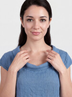 Sommerliches Leinenkleid mit Umschlagkragen kurzarm elegant