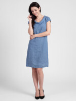 Sommerliches Leinenkleid mit Umschlagkragen kurzarm elegant
