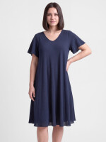 Knielanges Freizeitkleid in Glockenform mit V-Ausschnitt