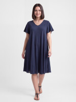 Knielanges Freizeitkleid in Glockenform mit V-Ausschnitt