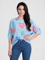 Fledermauspullover mit Blumen-Muster