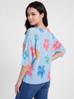 Fledermauspullover mit Blumen-Muster