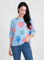 Fledermauspullover mit Blumen-Muster