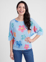 Fledermauspullover mit Blumen-Muster