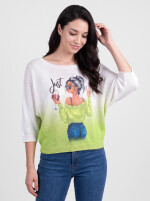 Fledermauspullover mit Allover-Print Partygirl