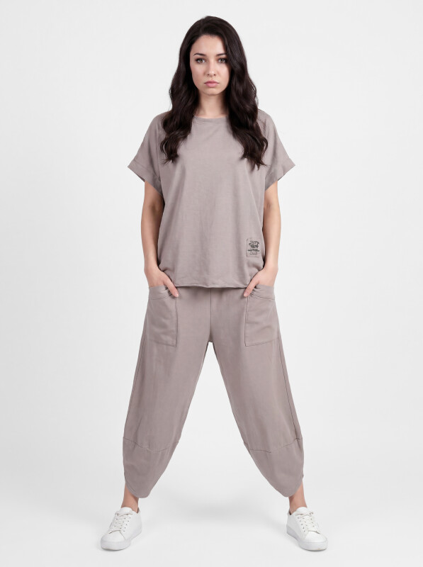 Oversized Kurzarm Sweatanzug Set mit 7/8-Hose Jogginganzug