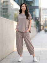 Oversized Kurzarm Sweatanzug Set mit 7/8-Hose Jogginganzug