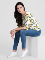 Fledermauspullover Strickshirt mit Zitronen-Print
