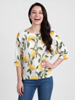 Fledermauspullover Strickshirt mit Zitronen-Print