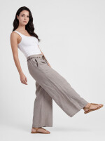 Wide-Leg Leinenhose Schlupfhose mit weitem Bein und Gürtel