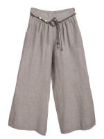 Wide-Leg Leinenhose Schlupfhose mit weitem Bein und Gürtel