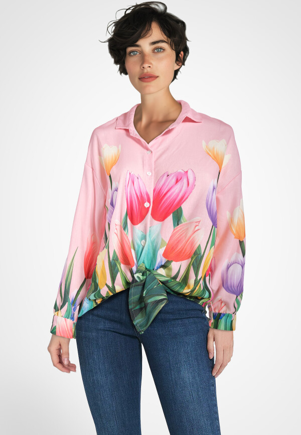 Hemdbluse mit langen Ärmeln Blumenprint
