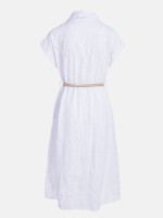Hemdblusenkleid in Midilänge mit Lochstickerei und Gürtel