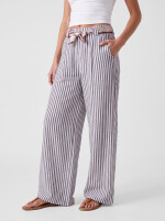 Leichte Wide Leg Sommerhose gestreift mit Stoffgürtel