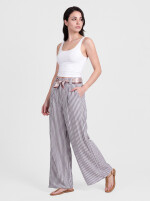 Leichte Wide Leg Sommerhose gestreift mit Stoffgürtel