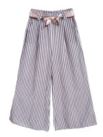 Leichte Wide Leg Sommerhose gestreift mit Stoffgürtel
