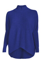 Oversized Rippstrick Pullover Damen Fledermausärmel Stehkragen Royalblau One Size (38-44)