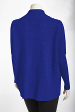 Oversized Rippstrick Pullover Damen Fledermausärmel Stehkragen Royalblau One Size (38-44)