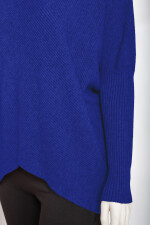 Oversized Rippstrick Pullover Damen Fledermausärmel Stehkragen Royalblau One Size (38-44)