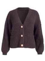 Kurze Grobstrickjacke mit Knopfleiste