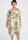 Leinenkleid in O-Form Blumenmuster kurzarm