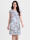 Leinenkleid knielang mit Blumenmuster kurzarm